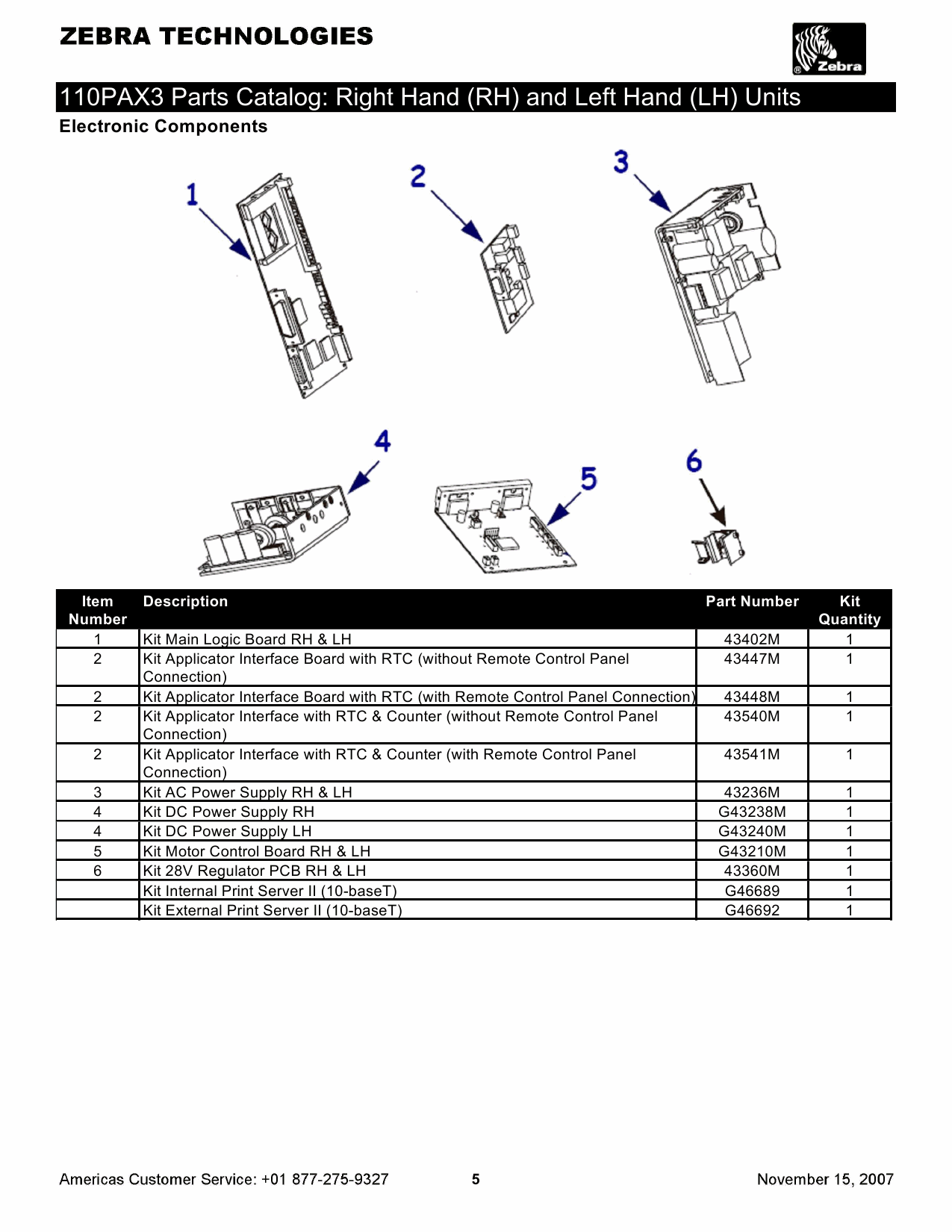 Zebra Label 110PAX3 Parts Catalog-4